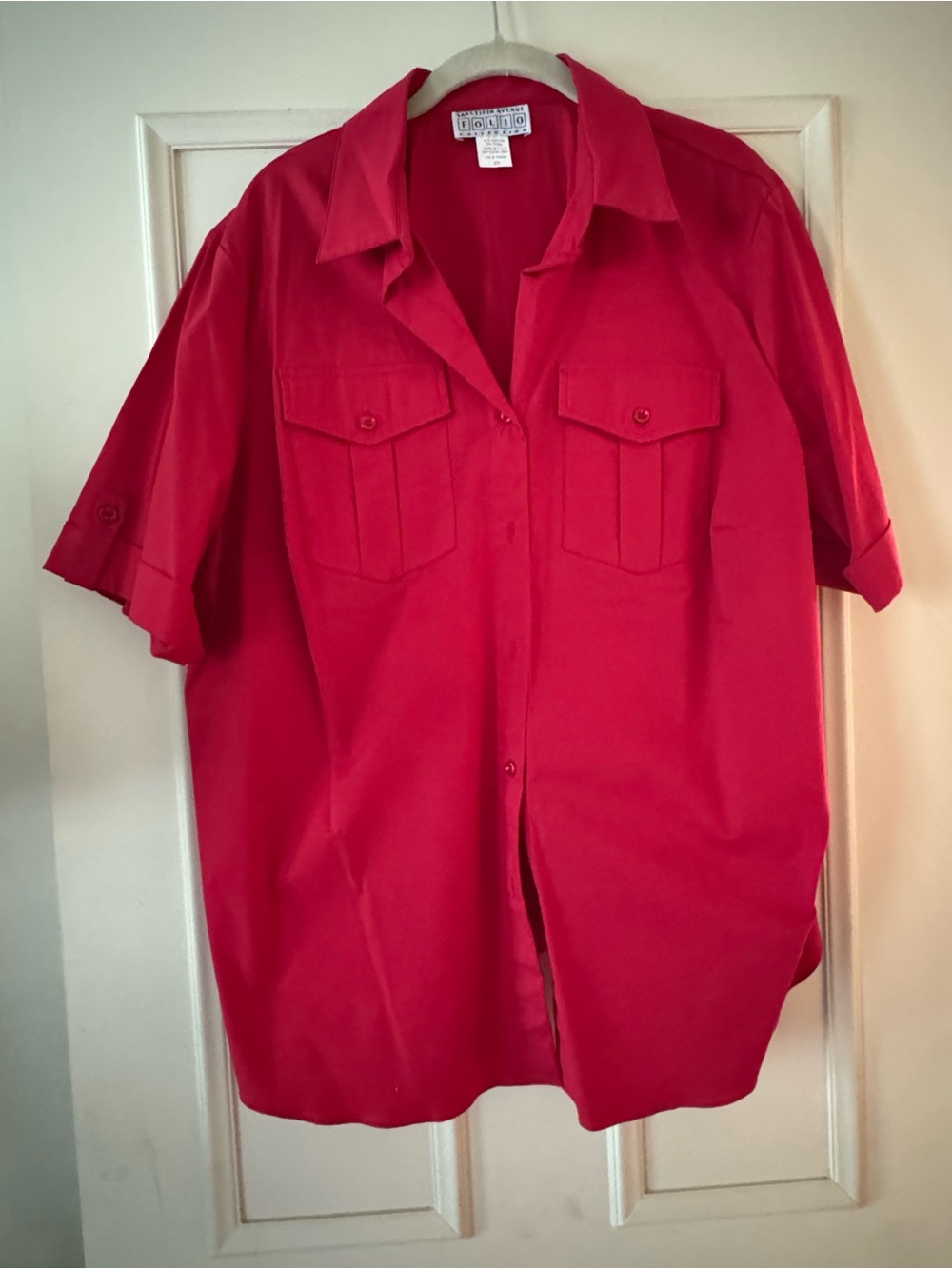 Saks Fifth Avenue Folio Red Short-Sleeve Button-Up Shirt Size 2x
